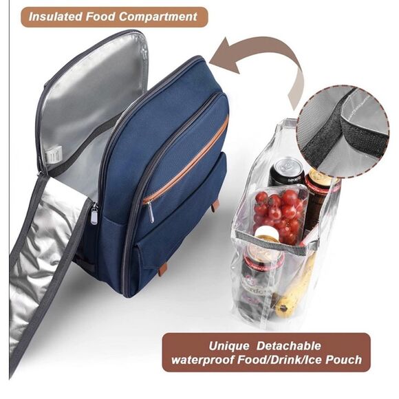 Sunflora Picnic Backpack for 4 Person with Blanket Picnic Basket Set for 2 with - Picture 5 of 6